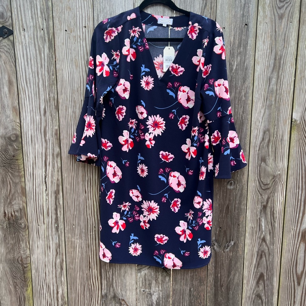 MUDPIE Mia Bell Sleeve Navy floral Dress Women’s Small NWT NEW - Picture 5 of 13